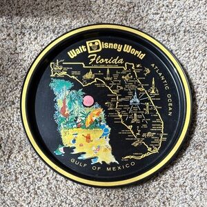 Walt Disney World Florida Vintage Metal Decorative Tray — Black & Yellow
